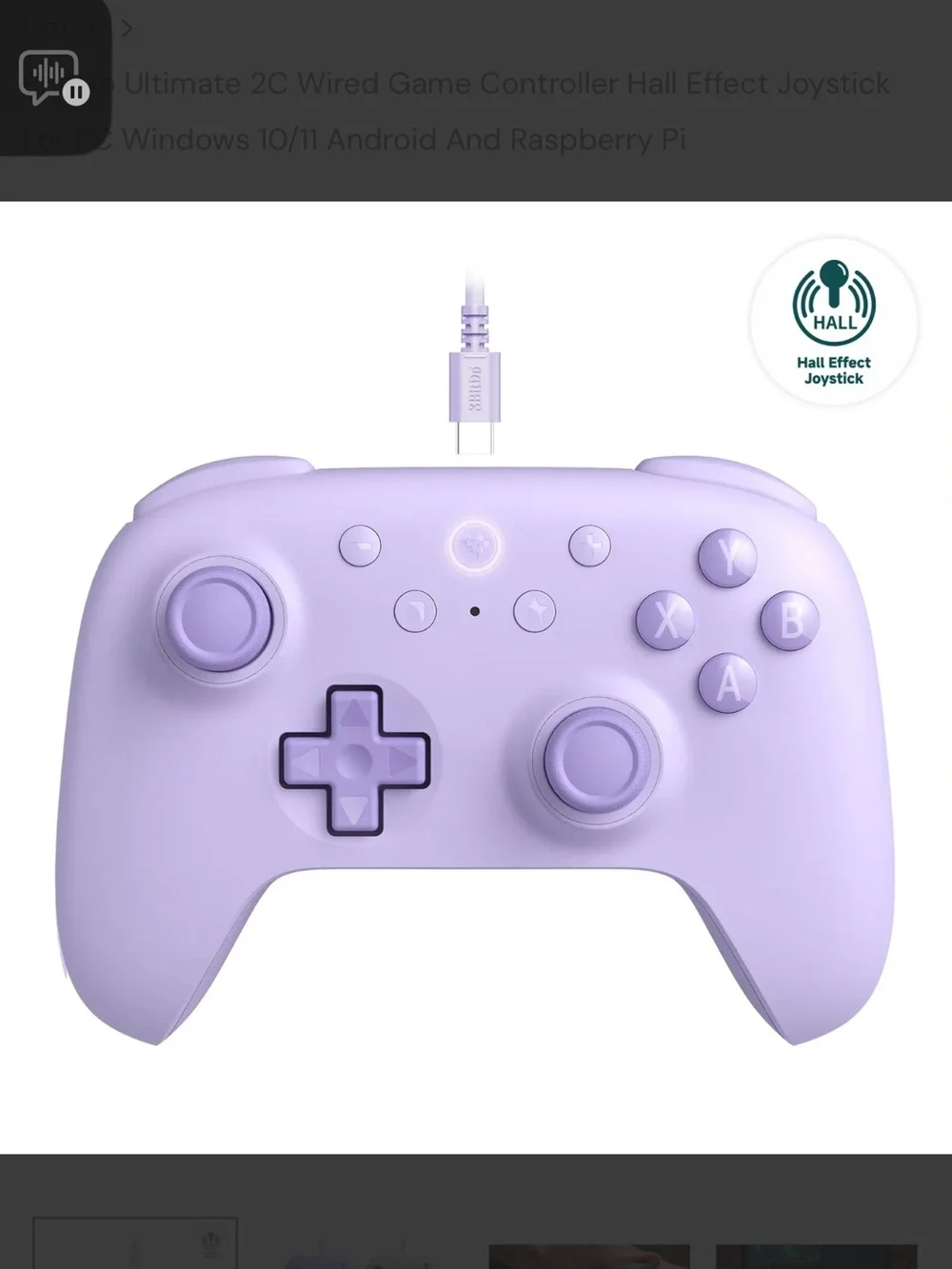 Lavender Wired Game Controller - Ergonomic USB Controller